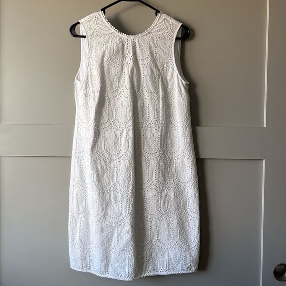 Draper James Pineapple Eyelet Shift Mini Dress Women Sz 6 White Tropical Preppy - Picture 1 of 13